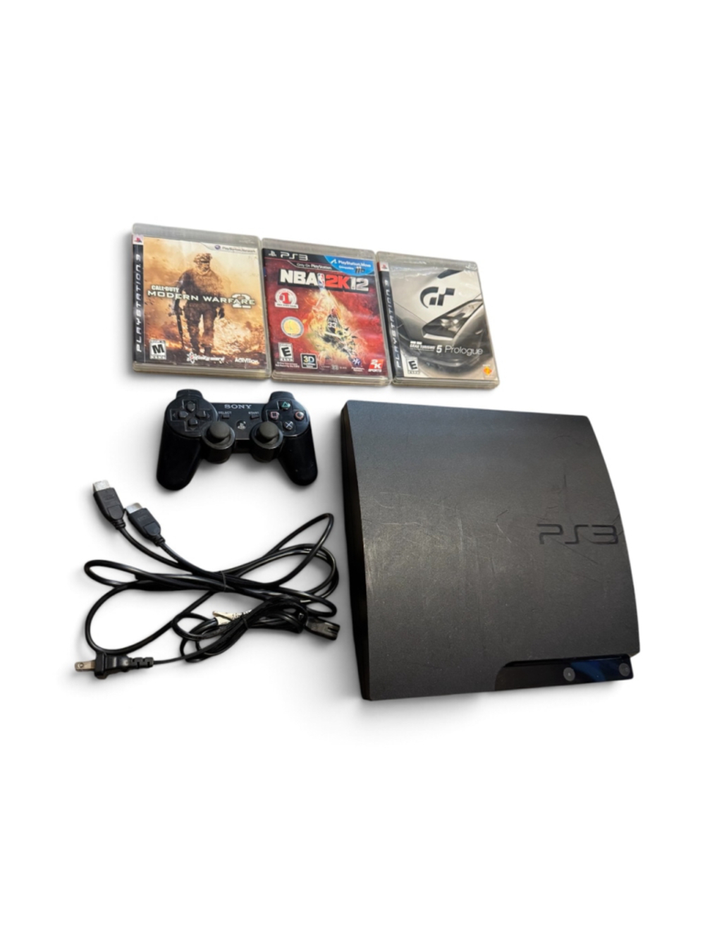 Sony PlayStation 3 PS3 Console Bundle with Controller and Games Black Tested